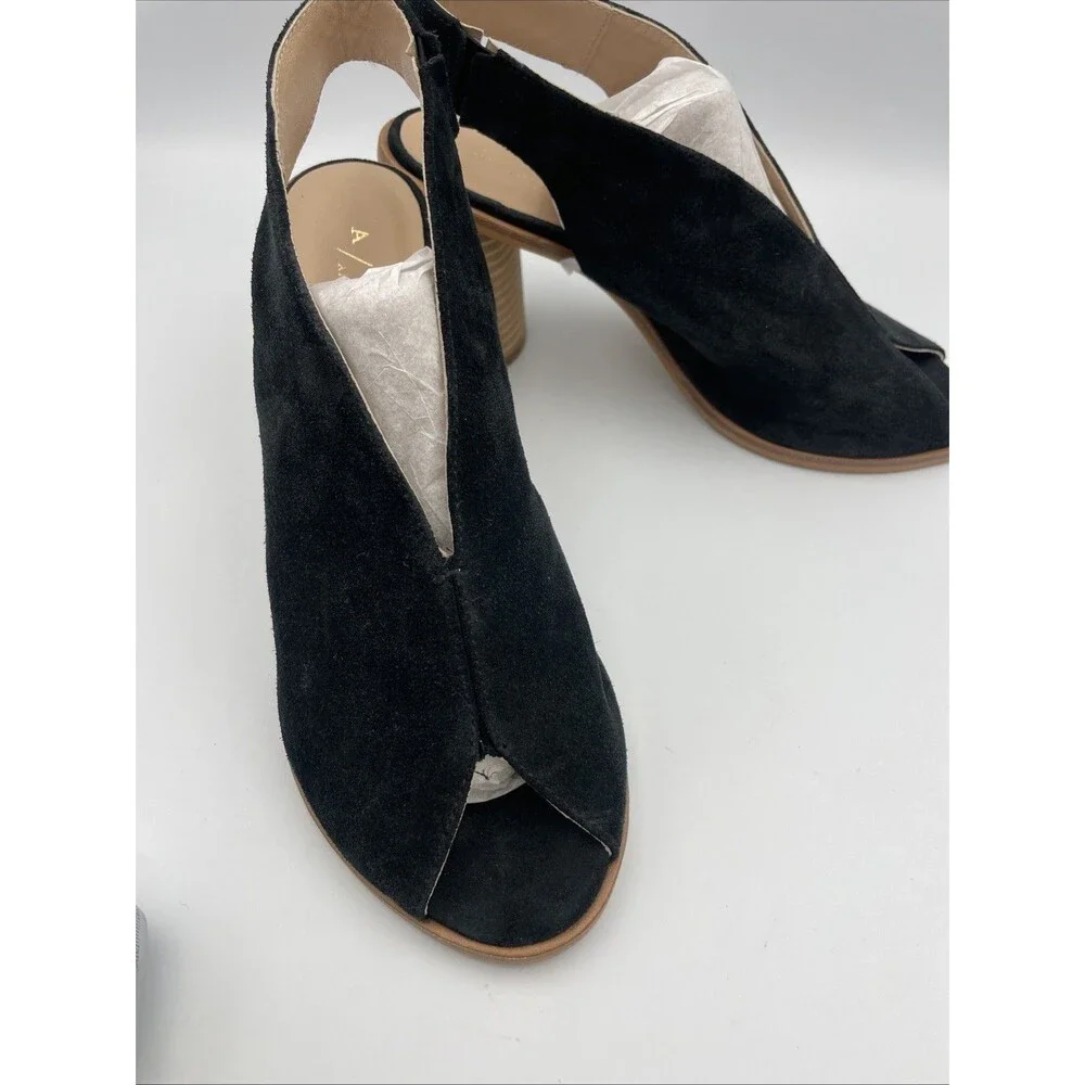 ANTHROPOLOGIE BLACK TRACY Slingback Shooties Size 40 Heels 10 High Heel
